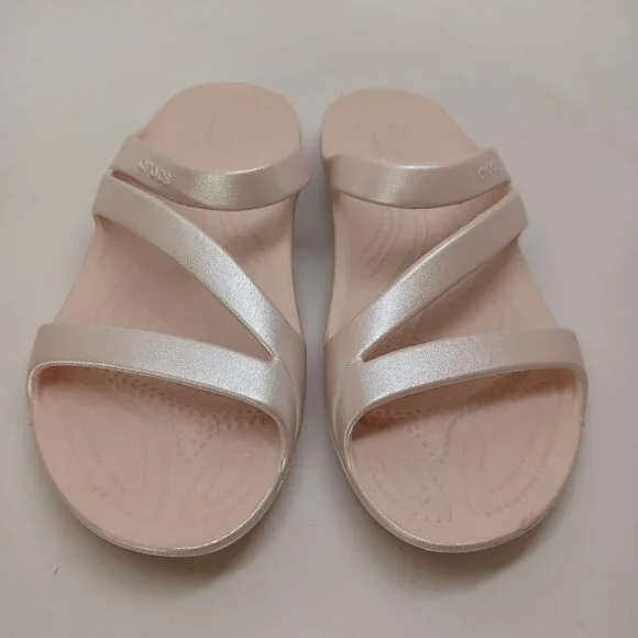 Crocs Sandals Kadee II Pink Pearl Slip On Casual Iconic Comfort Shoes Womens 9 - Picture 3 of 14